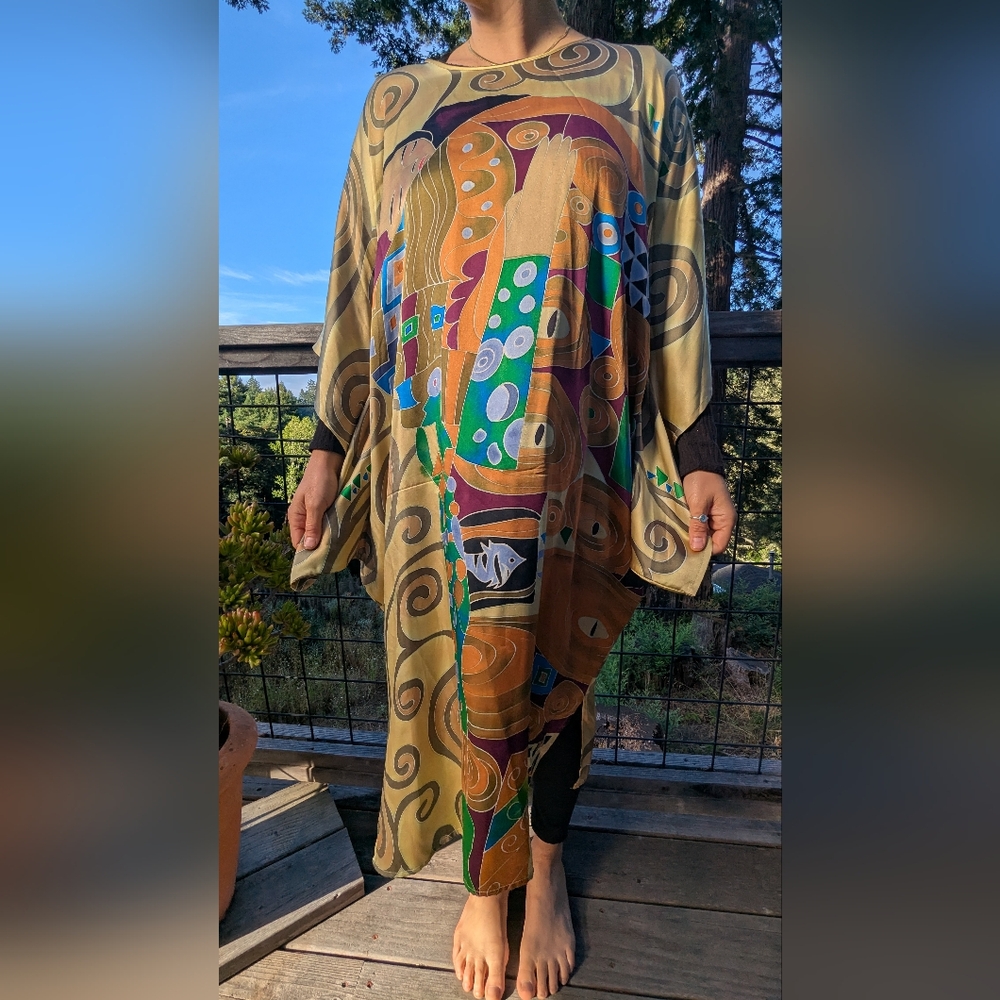 Pure Silk Artistic Multicolor Kaftan